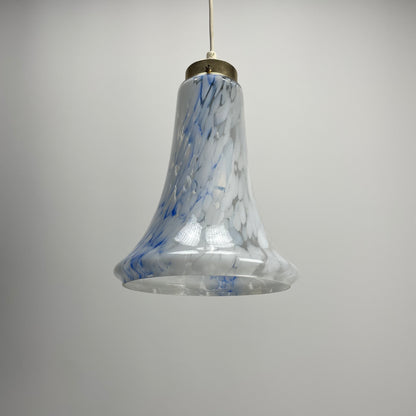 Italian cloudy white and blue glass pendant lamp 1960