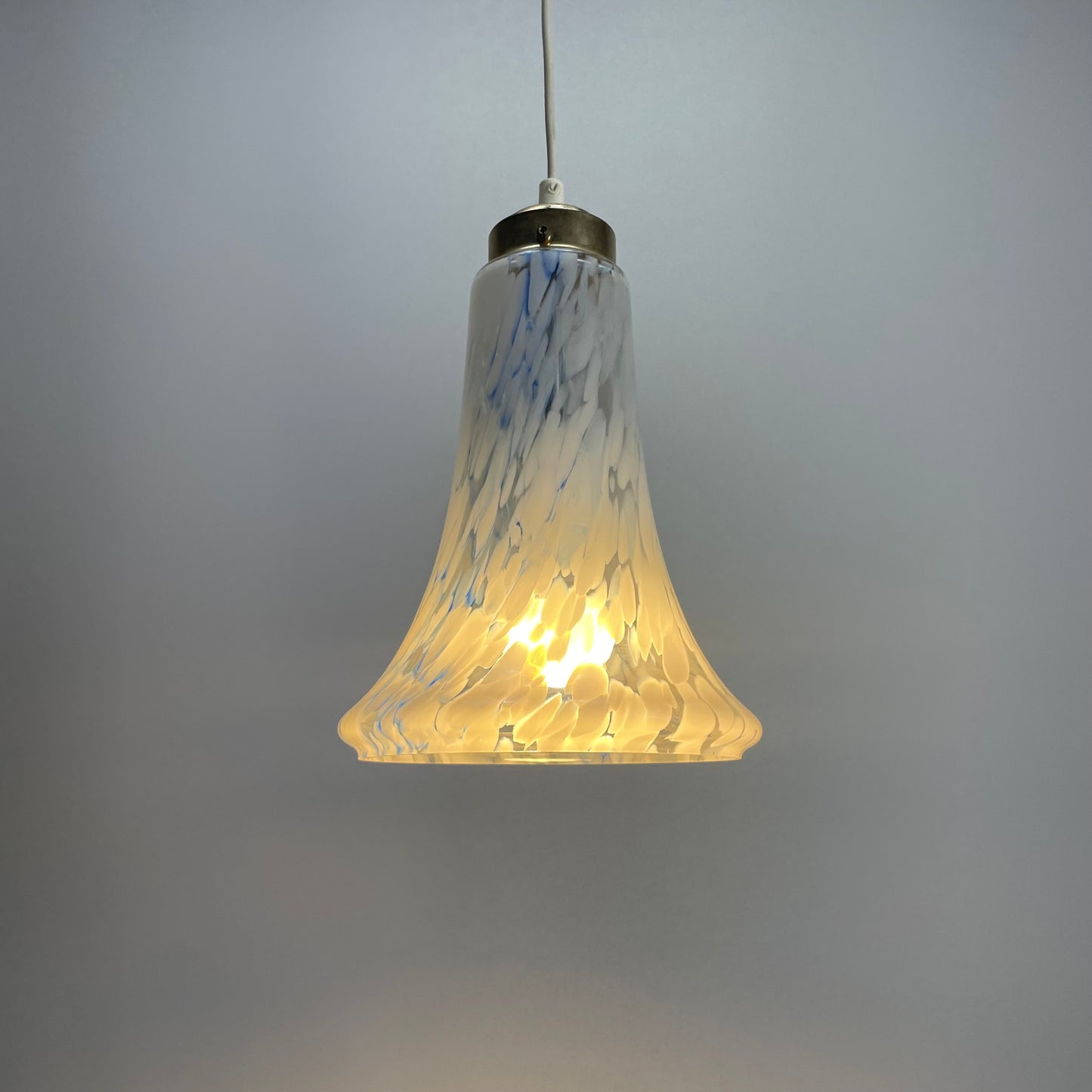 Italian cloudy white and blue glass pendant lamp 1960