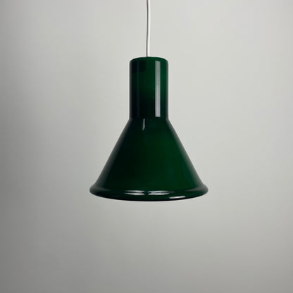 Green Danish pendant light P & T MINI by Michael Bang for Holmegaard 1972