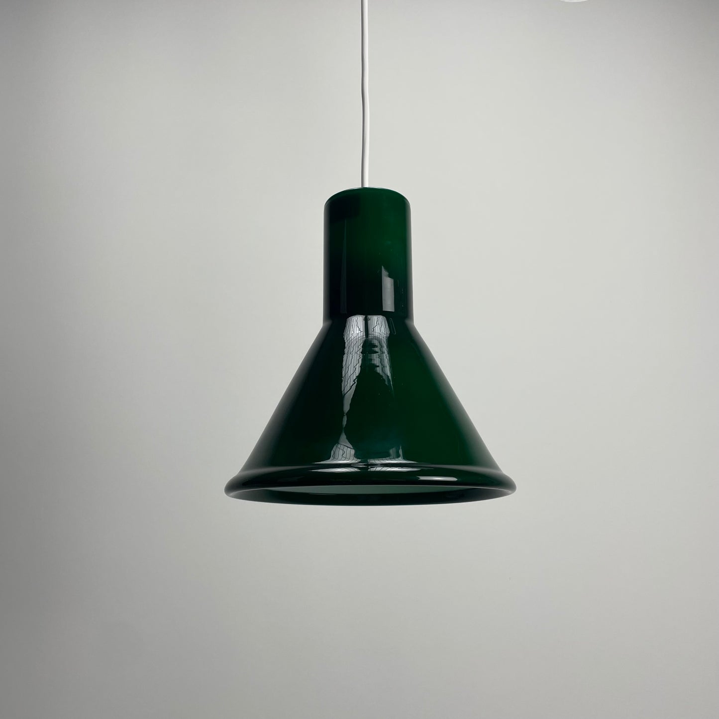 Green Danish pendant light P & T MINI by Michael Bang for Holmegaard 1972