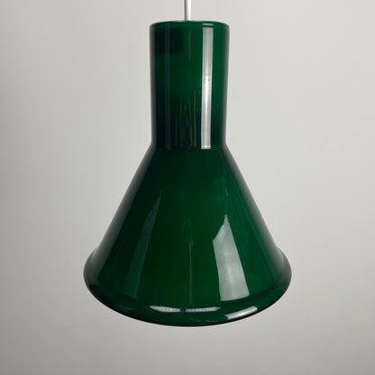 Green Danish pendant light P & T MINI by Michael Bang for Holmegaard 1972