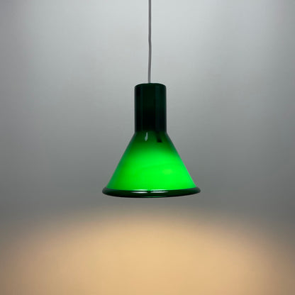 Green Danish pendant light P & T MINI by Michael Bang for Holmegaard 1972