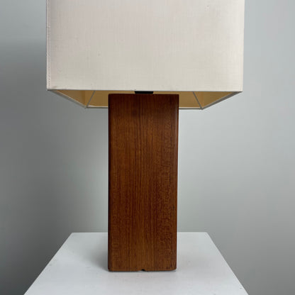 Danish square wooden table lamp from 1960