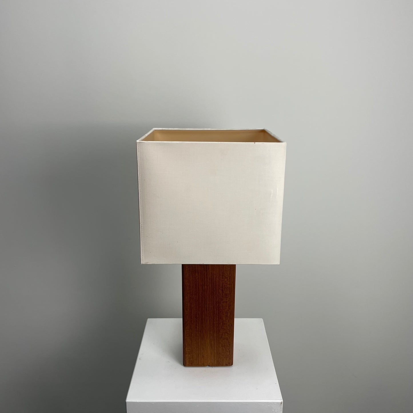 Danish square wooden table lamp from 1960