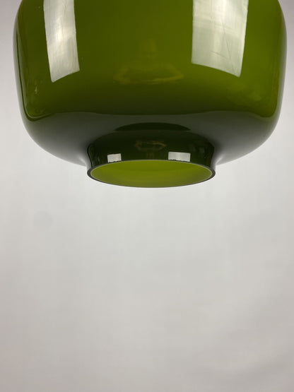 1 of 2 Green opaline glass pendant lamp KRETA for Holmegaard by Jacob Bang