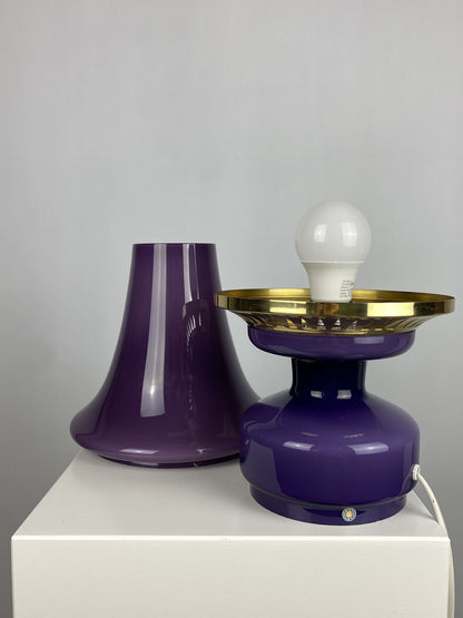 Pair of purple glass mushroom table lights B-124 by Hans Agne Jakobsson for AB Markaryd