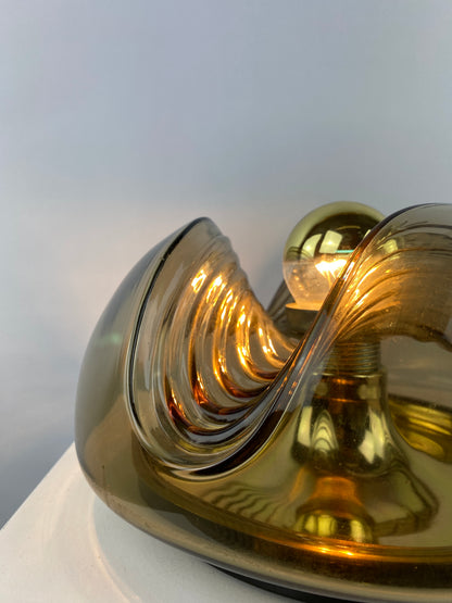 1 of 3 Smoked glass and gold wall or ceiling light futura by Peill and Putzler