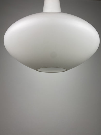 White glass Bulbo pendant light by Johansson-Pape Iittala for Finland Stockmann-Orno A.B Kerava 1954