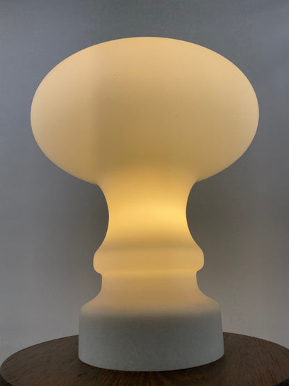 Italian white frosted glass table lamp from the 1970's