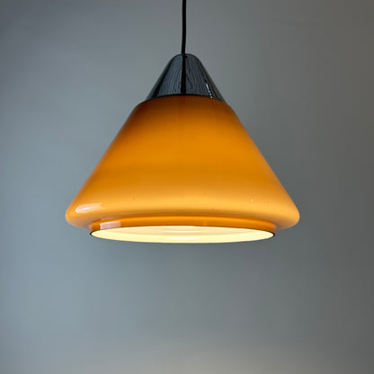 Brown glass pendant light by Hustadt Leuchten, 1960