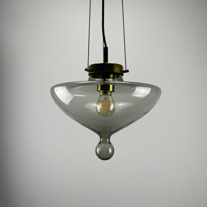 1 of 5 Smoked glass 'High Chaparral' pendant light by RAAK, 1960