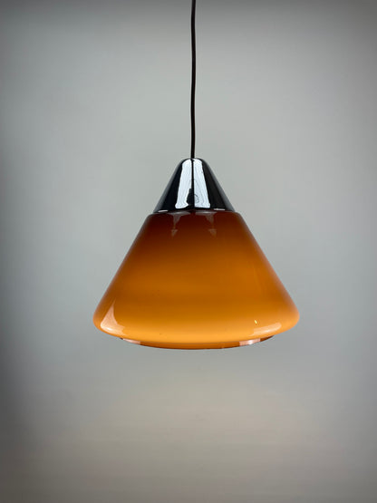 Brown glass pendant light by Hustadt Leuchten, 1960