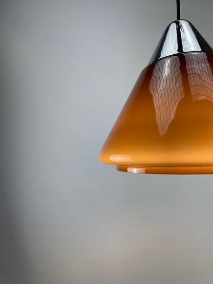 Brown glass pendant light by Hustadt Leuchten, 1960