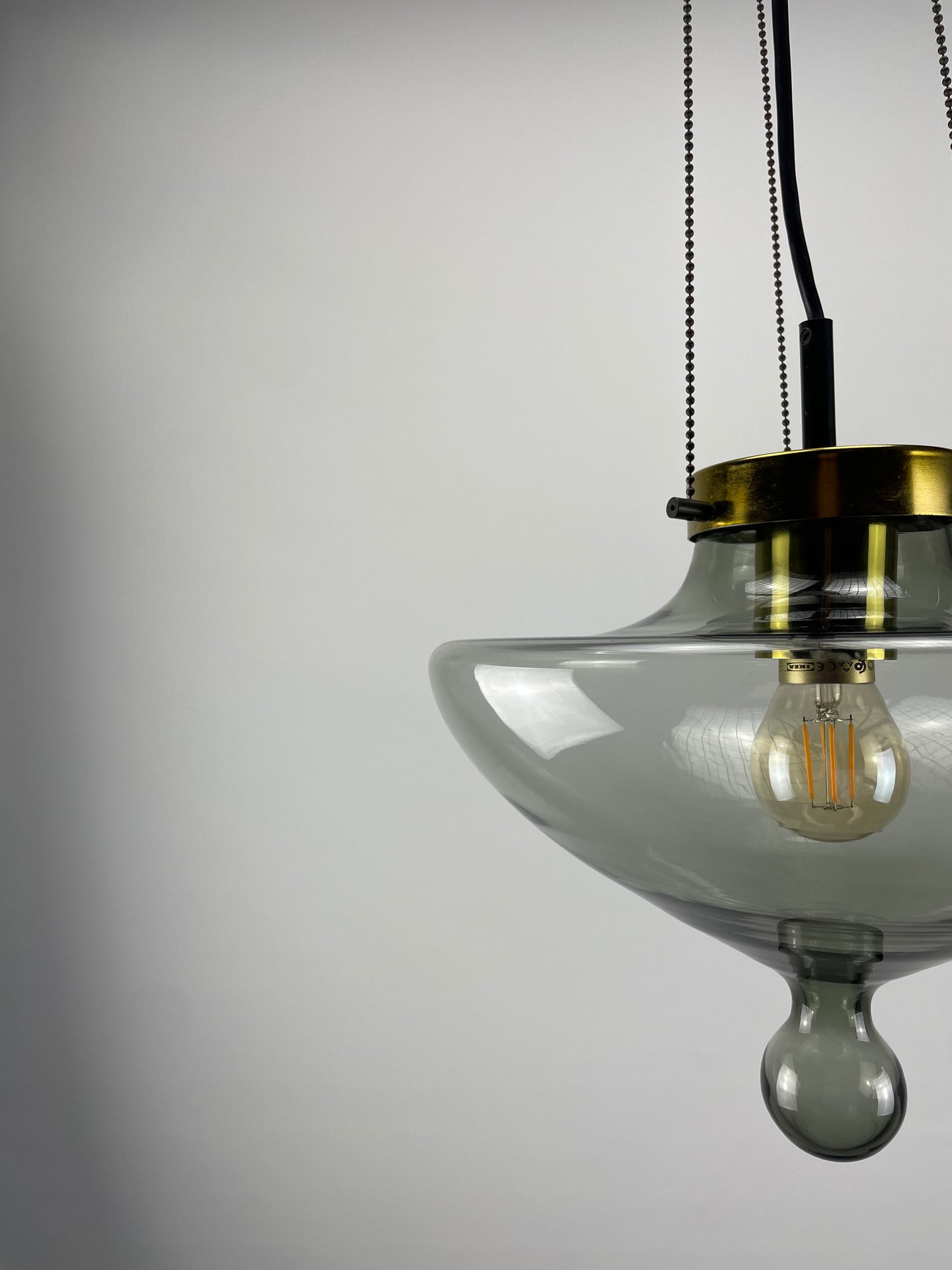 1 of 5 Smoked glass 'High Chaparral' pendant light by RAAK, 1960