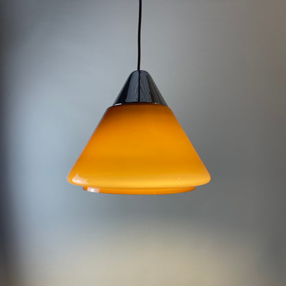 Brown glass pendant light by Hustadt Leuchten, 1960