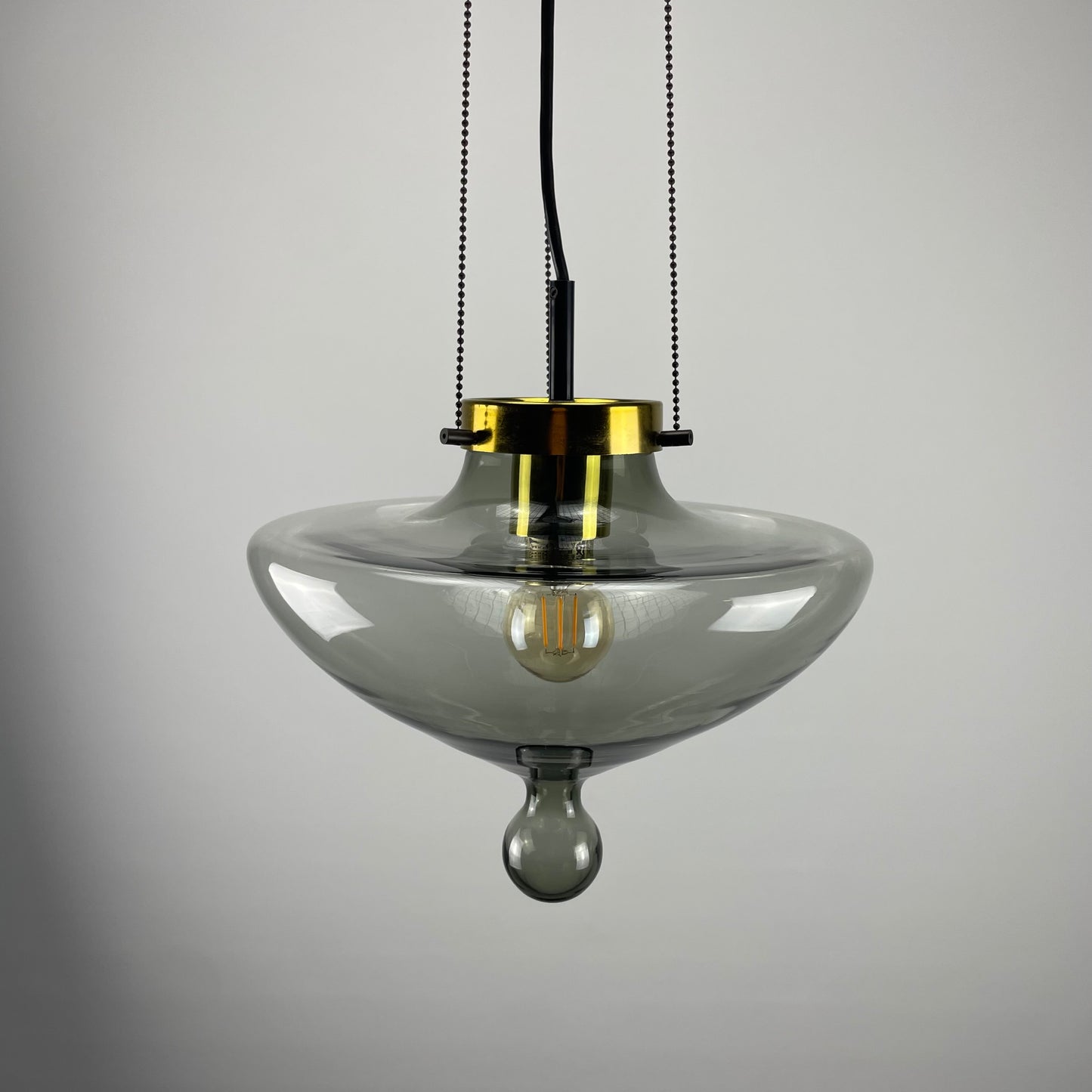 1 of 5 Smoked glass 'High Chaparral' pendant light by RAAK, 1960