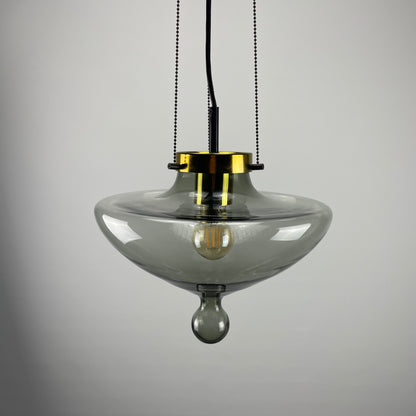 1 of 5 Smoked glass 'High Chaparral' pendant light by RAAK, 1960