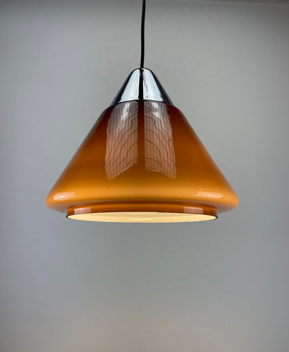 Brown glass pendant light by Hustadt Leuchten, 1960