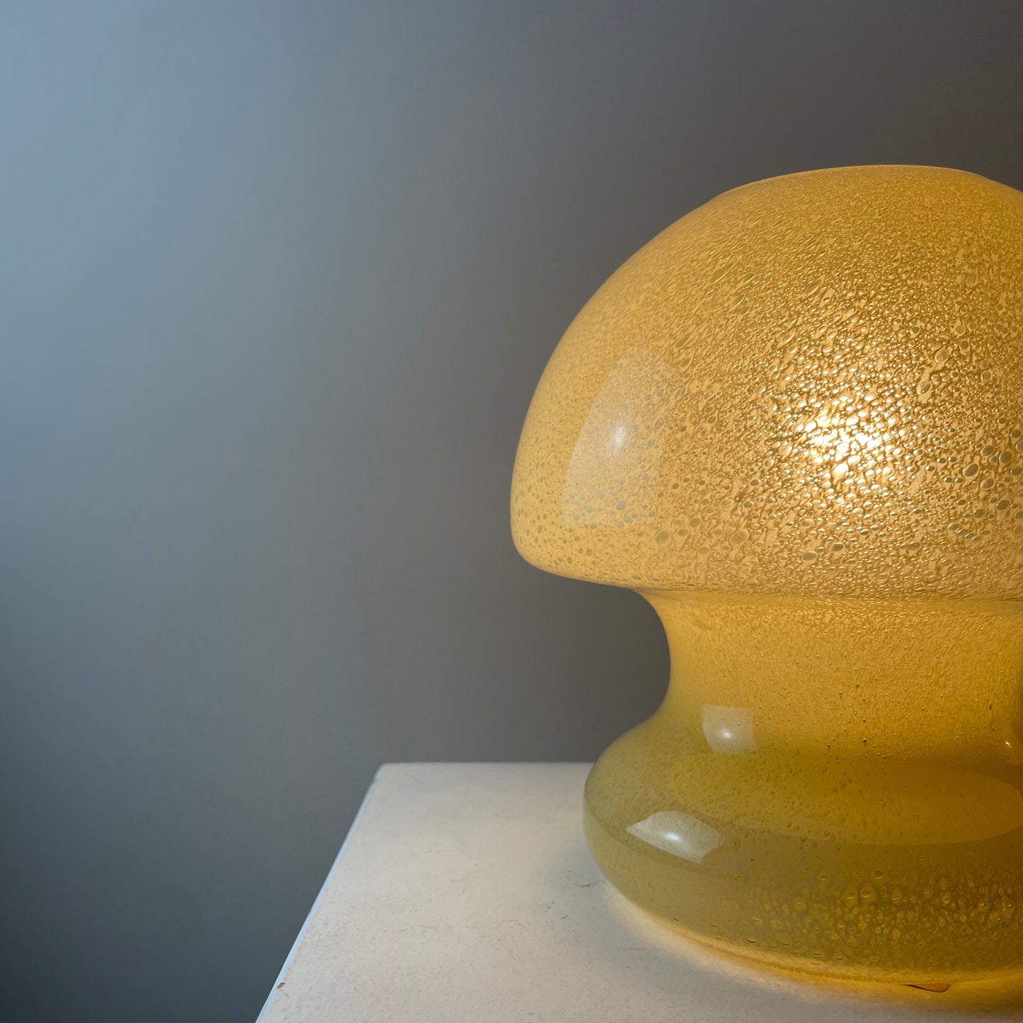 Pair of yellow glass mushroom table lamps from Doria Leuchten, 1970