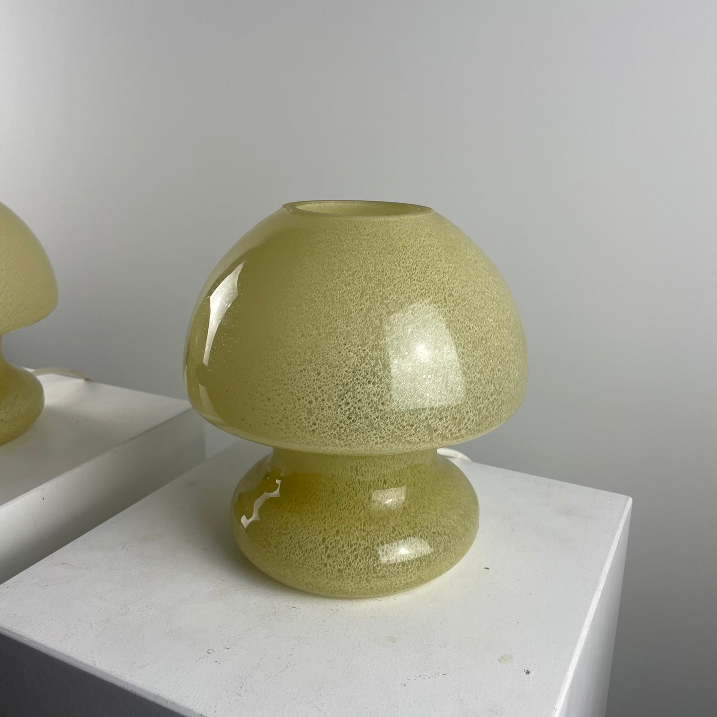 Pair of yellow glass mushroom table lamps from Doria Leuchten, 1970