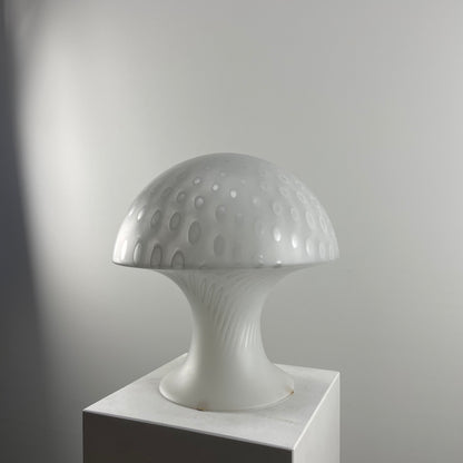 1 of 2 Large rare white milk glass Peill and Putzler mushroom table lamp 1970