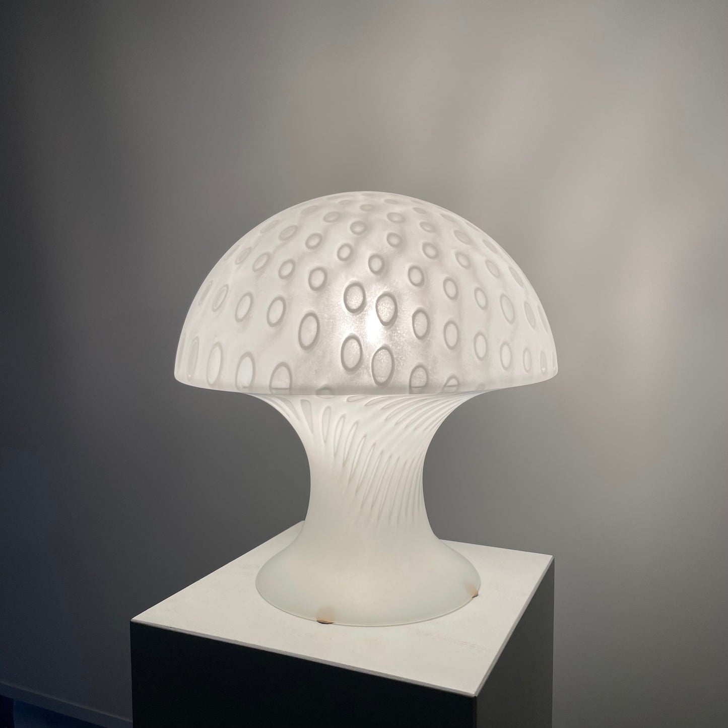 1 of 2 Large rare white milk glass Peill and Putzler mushroom table lamp 1970