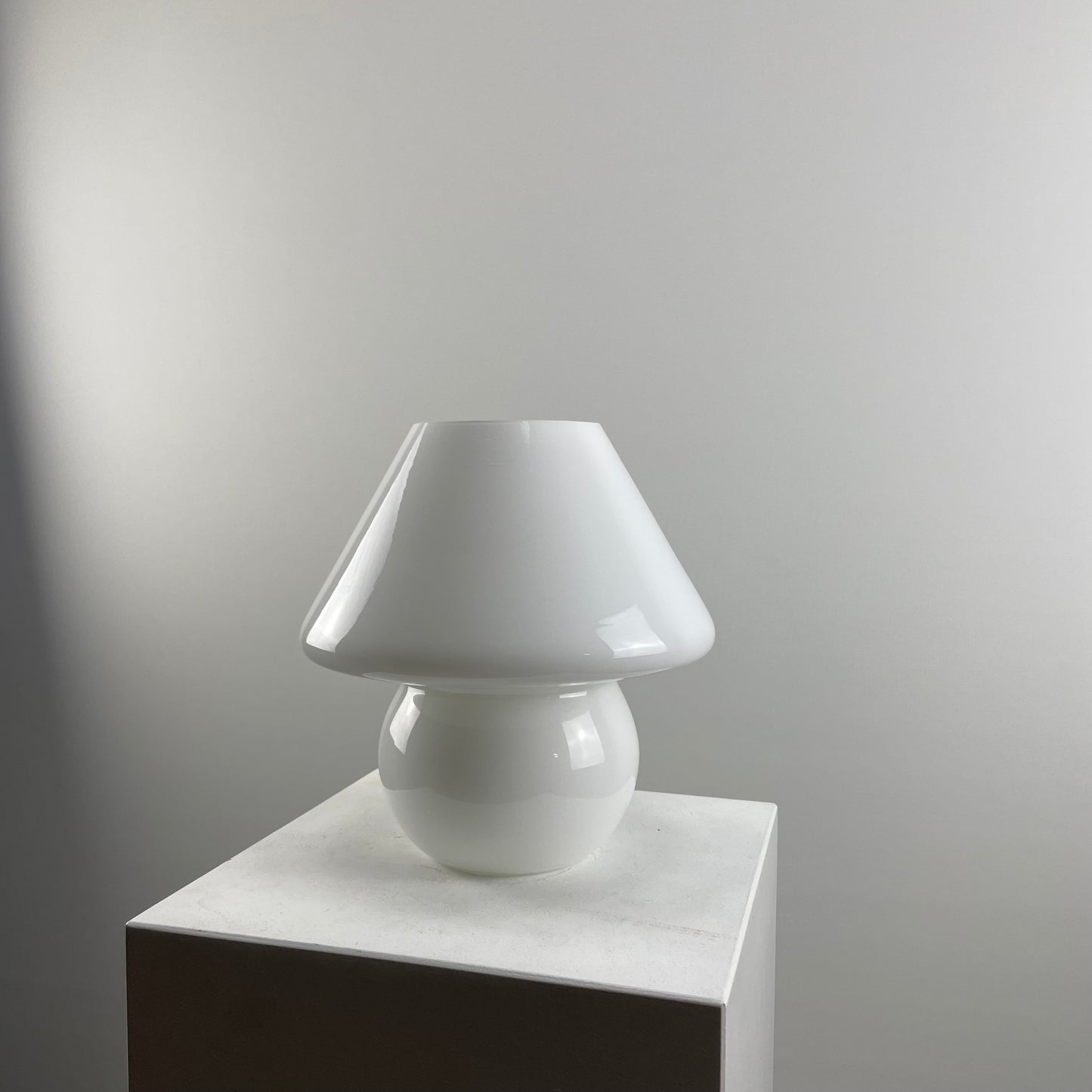 White glass mushroom table lamp from 1970