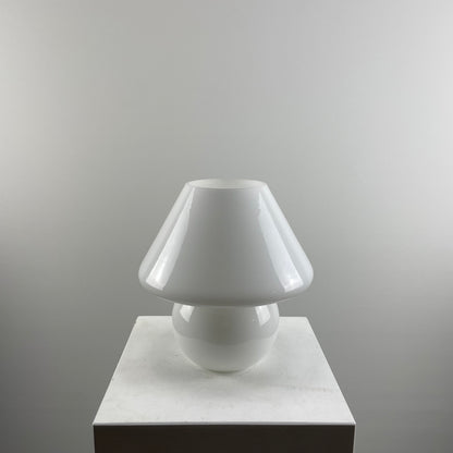 White glass mushroom table lamp from 1970