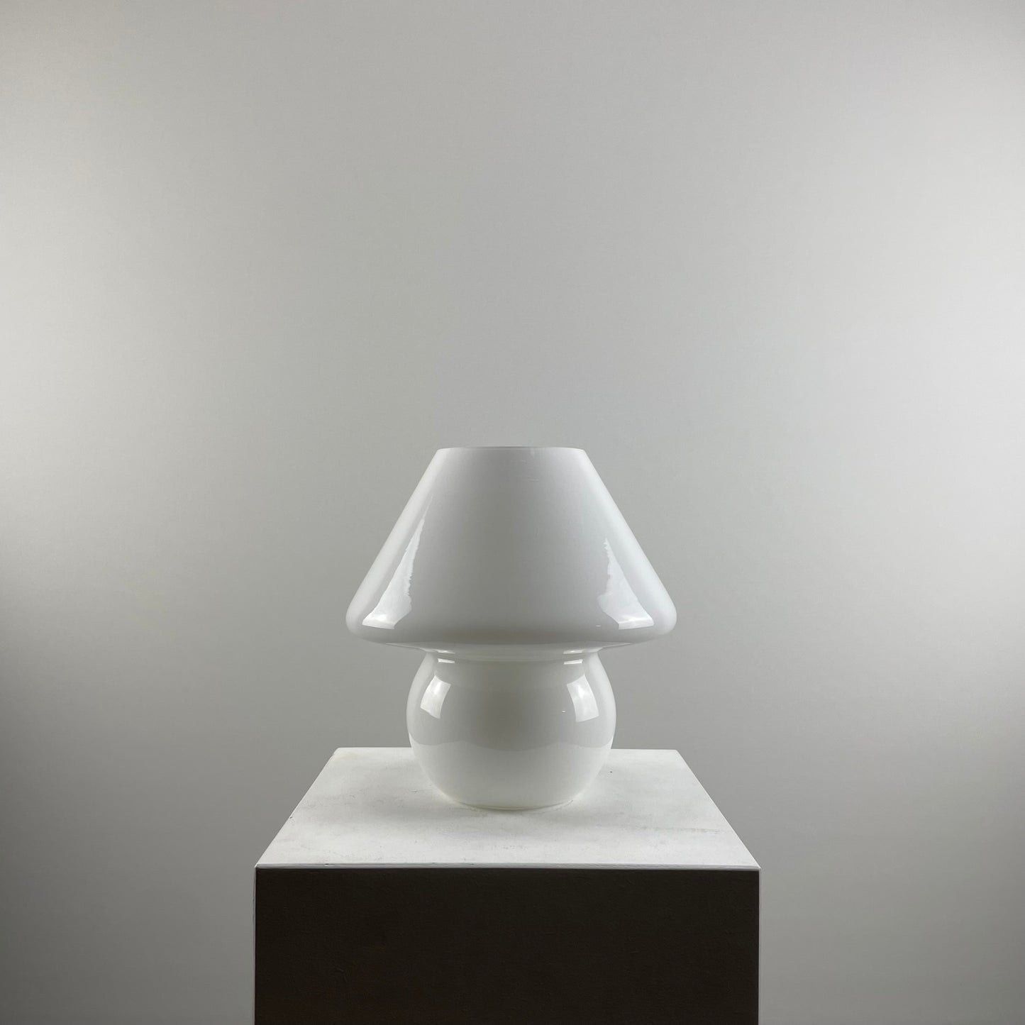 White glass mushroom table lamp from 1970