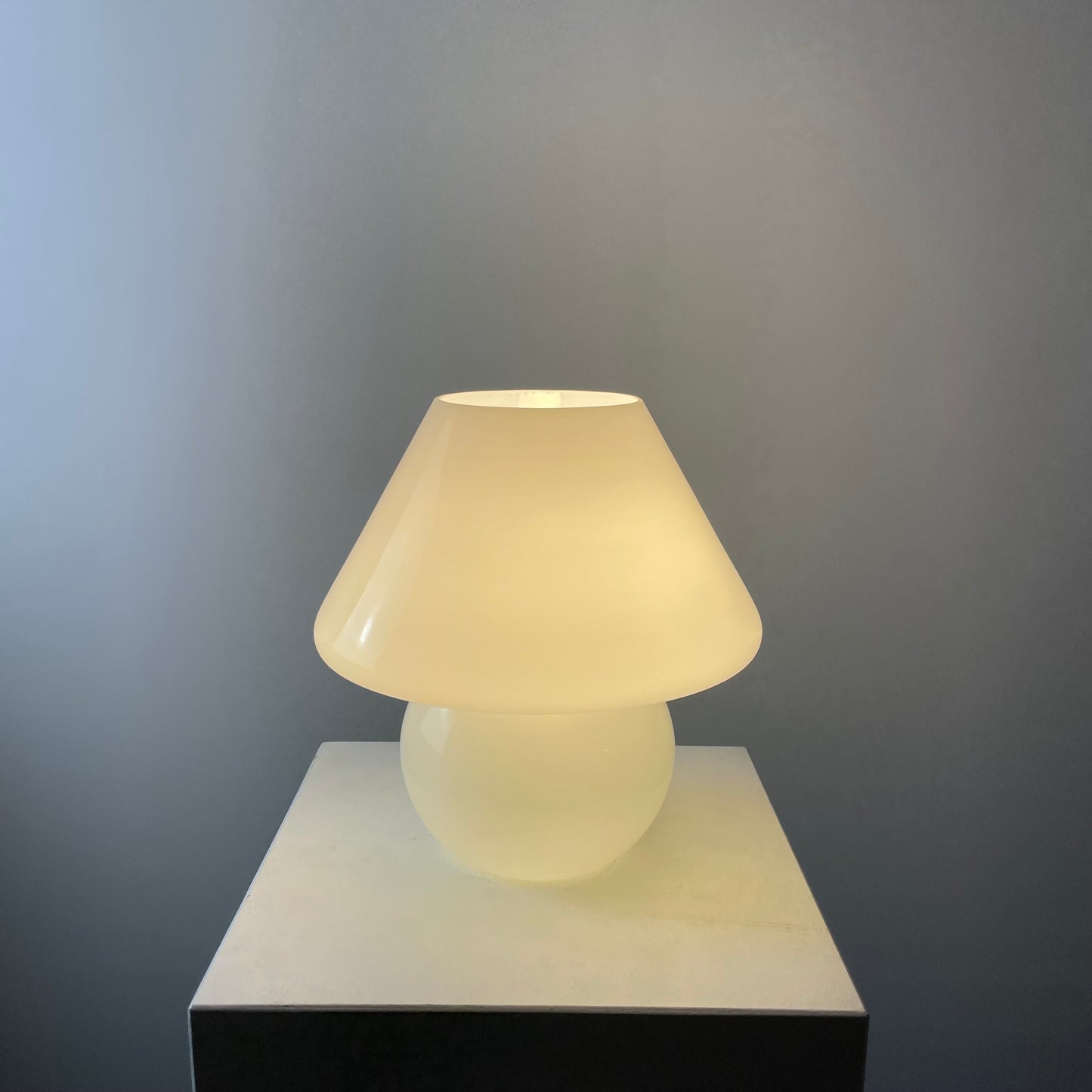 White glass mushroom table lamp from 1970