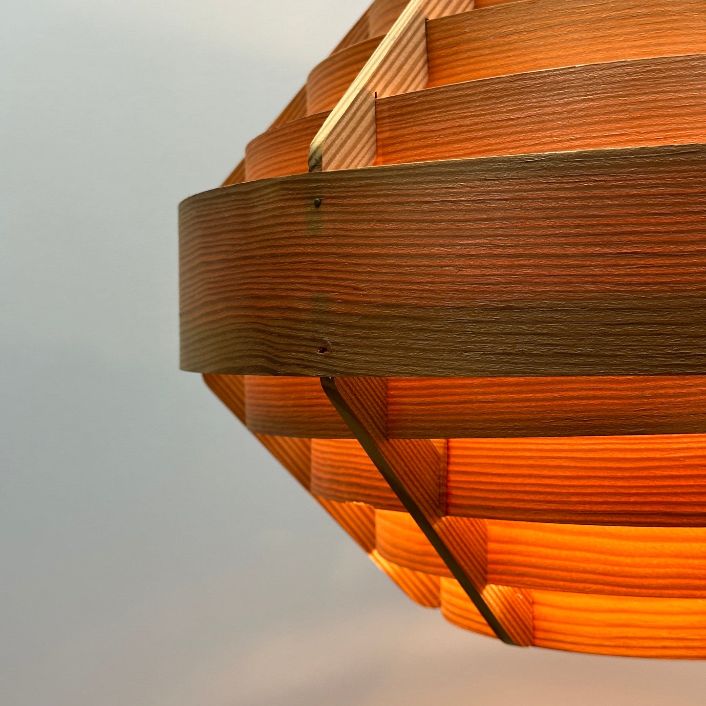 Pine wood UFO pendant lamp by Hans Agne Jakobsson for AB Markaryd 1960