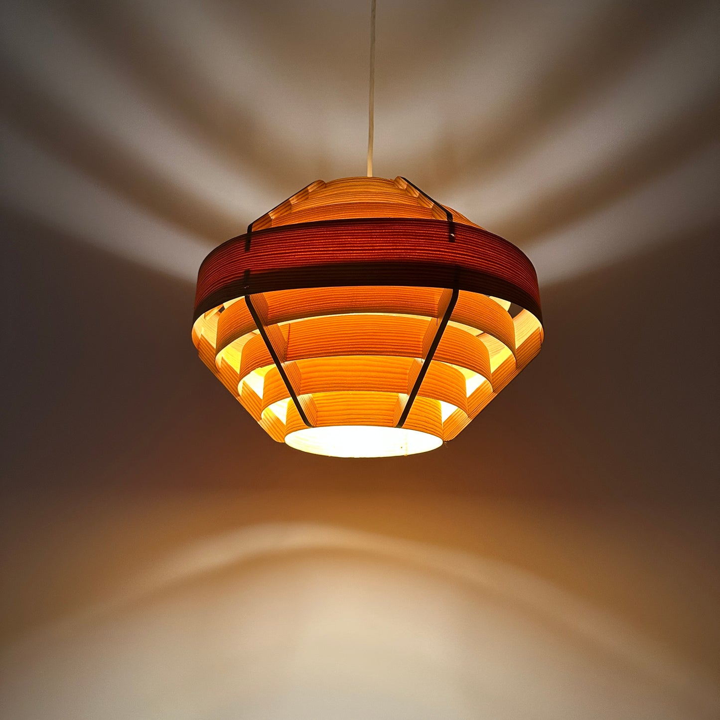 Pine wood UFO pendant lamp by Hans Agne Jakobsson for AB Markaryd 1960