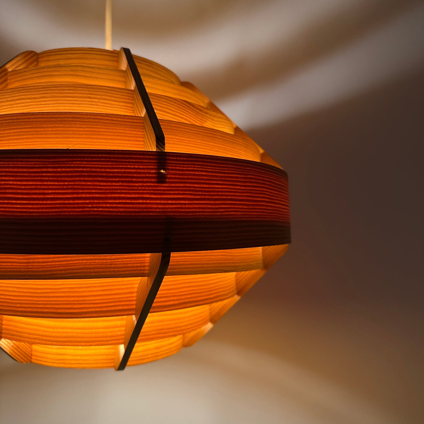 Pine wood UFO pendant lamp by Hans Agne Jakobsson for AB Markaryd 1960