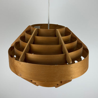 Pine wood UFO pendant lamp by Hans Agne Jakobsson for AB Markaryd 1960