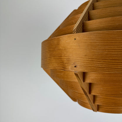 Pine wood UFO pendant lamp by Hans Agne Jakobsson for AB Markaryd 1960