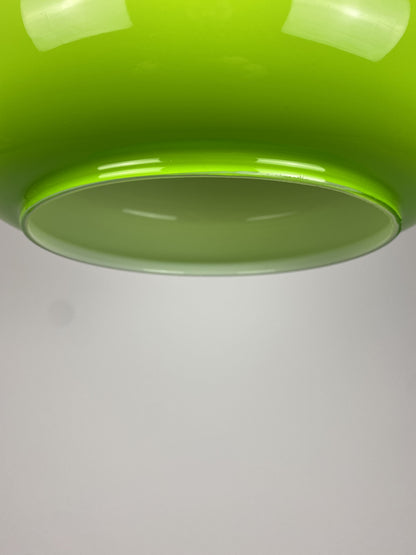 Rare apple green glass pendant light AH 1 by Peill and Putzler 1960