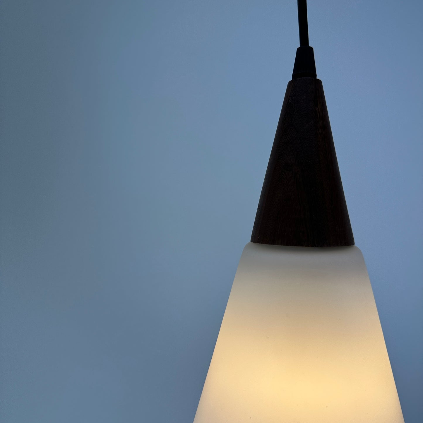 Frosted glass and wooden pendant light by Philips 1950