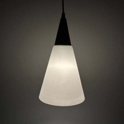 Frosted glass and wooden pendant light by Philips 1950