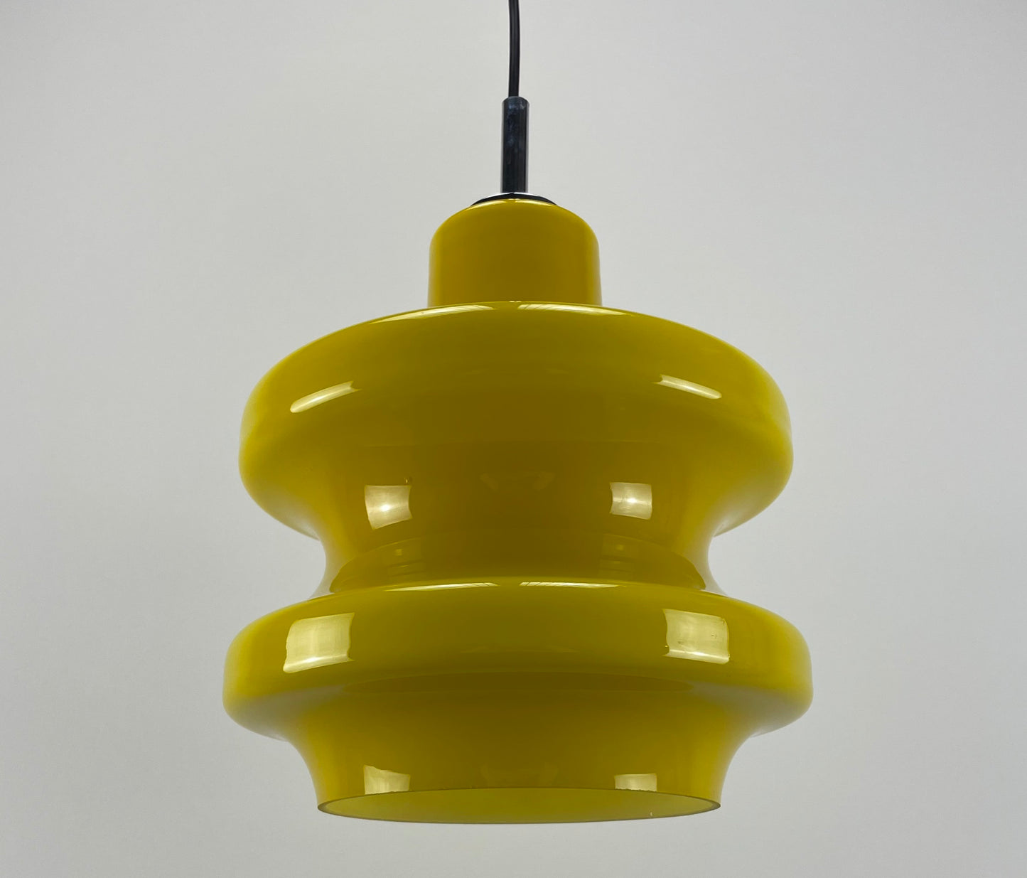 Large yellow glass pendant light by Peill and Putzler XL 1960