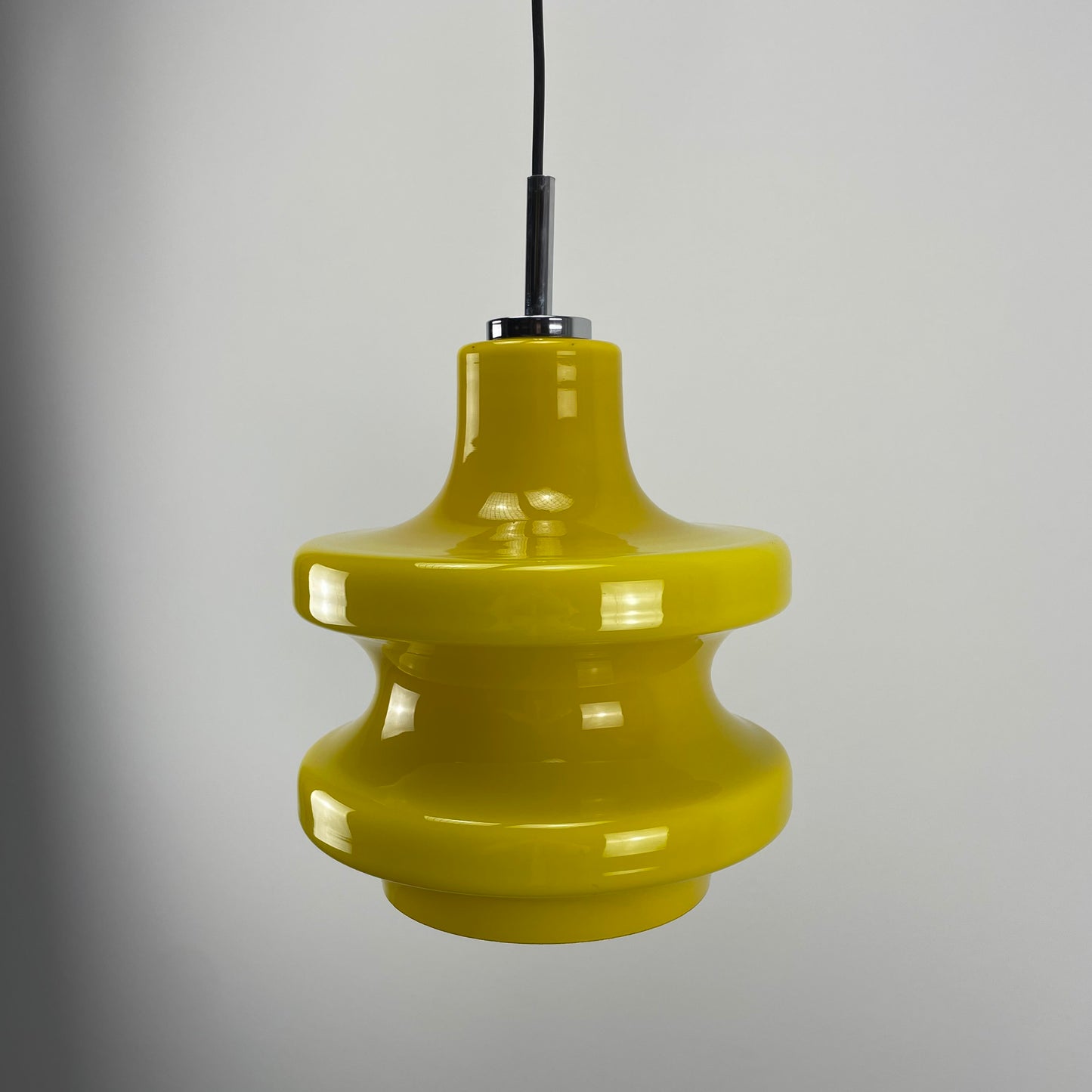 Large yellow glass pendant light by Peill and Putzler XL 1960