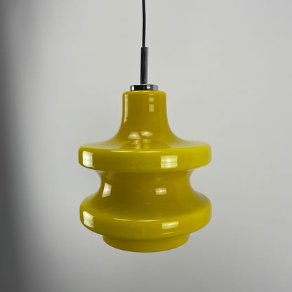 Large yellow glass pendant light by Peill and Putzler XL 1960