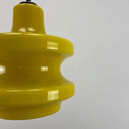 Large yellow glass pendant light by Peill and Putzler XL 1960