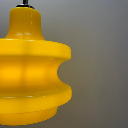 Large yellow glass pendant light by Peill and Putzler XL 1960