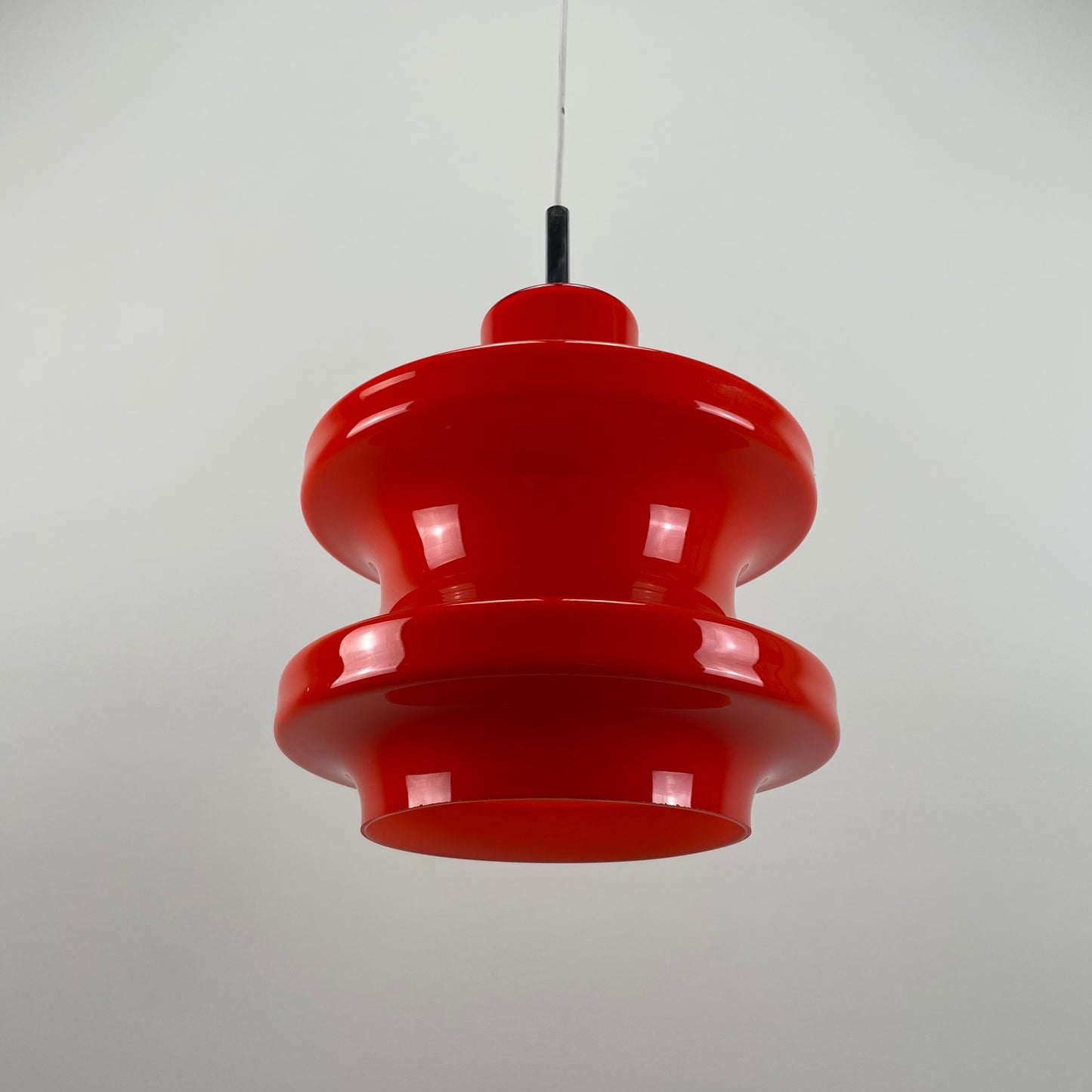 Large dark orange glass pendant light by Peill and Putzler XL 1960