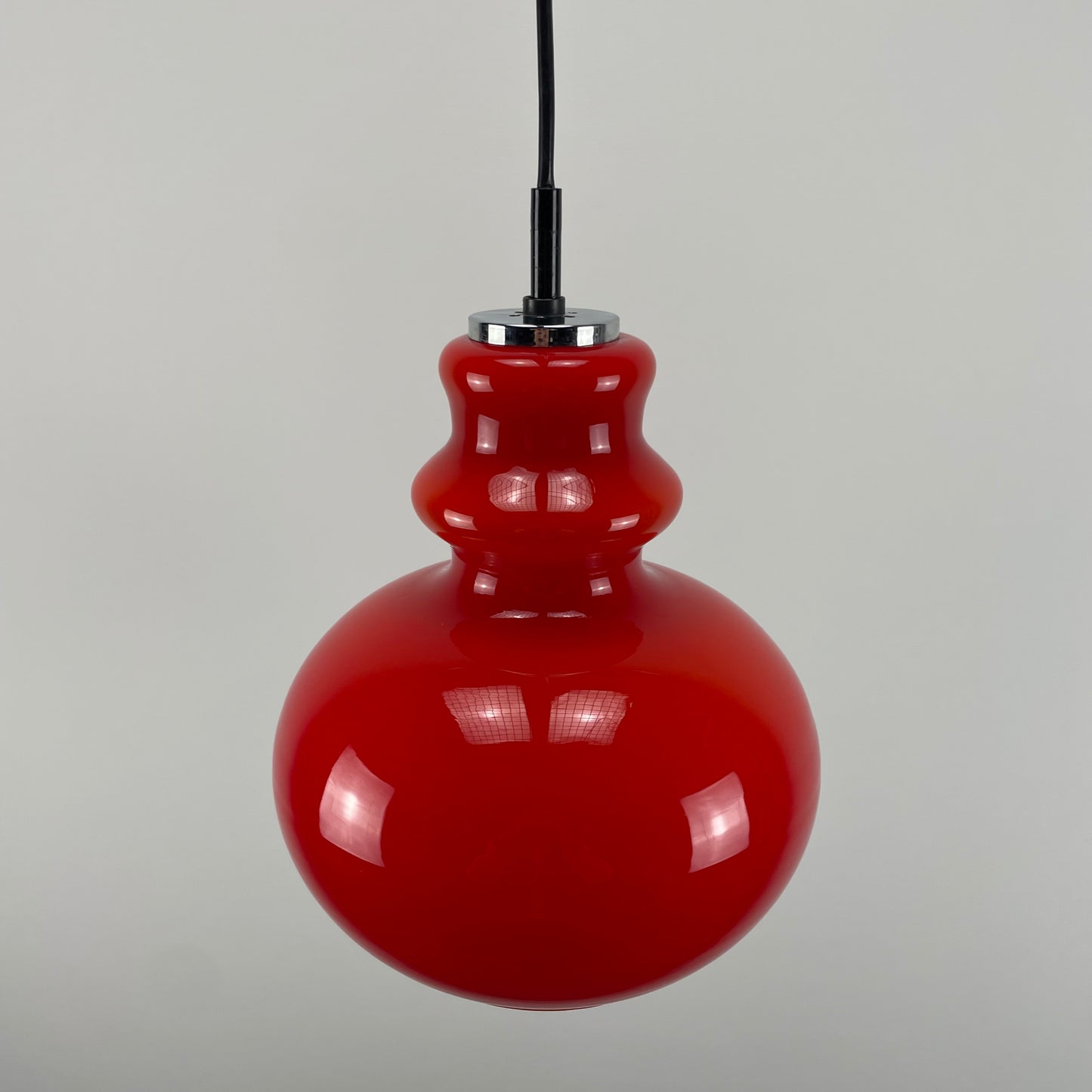 Red glass pendant light by Peill and Putzler 1960