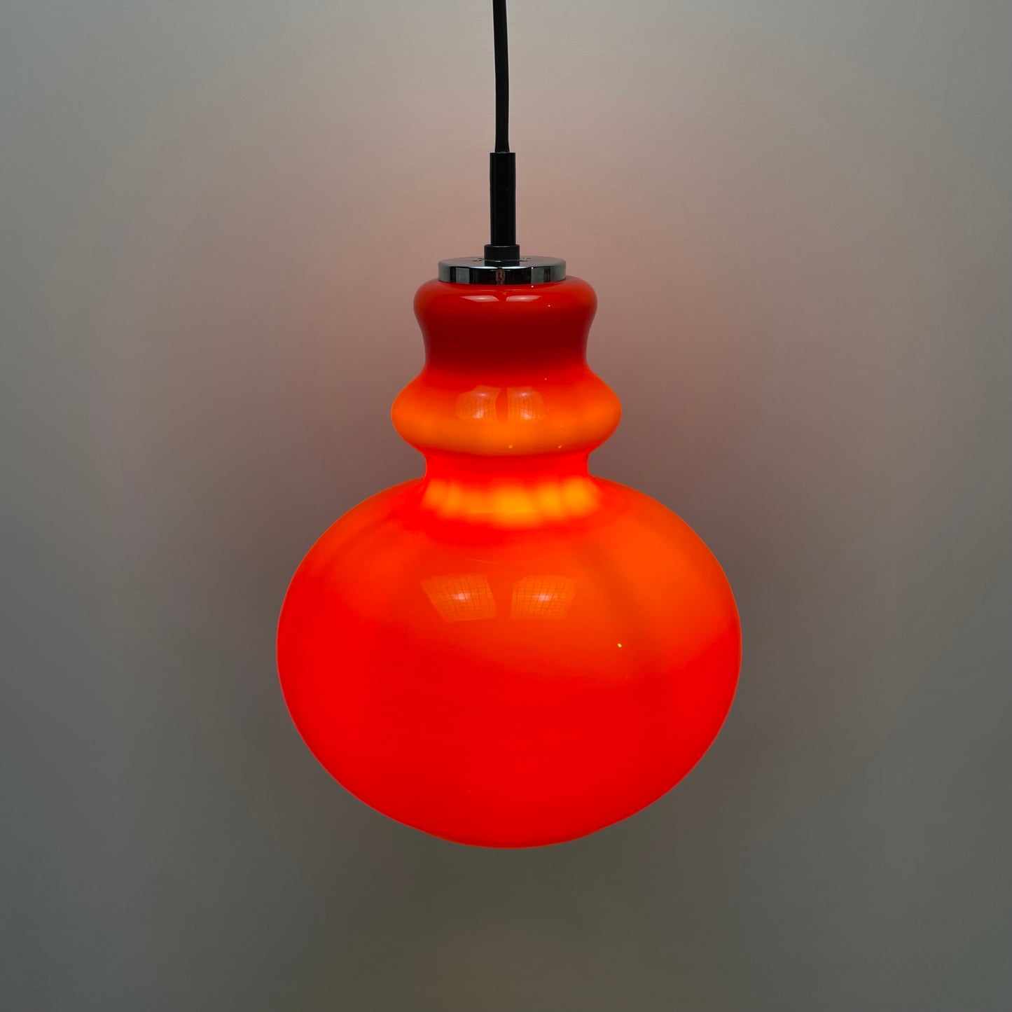 Red glass pendant light by Peill and Putzler 1960