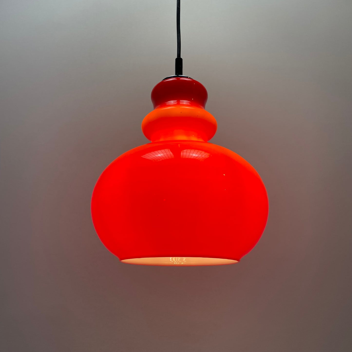 Red glass pendant light by Peill and Putzler 1960