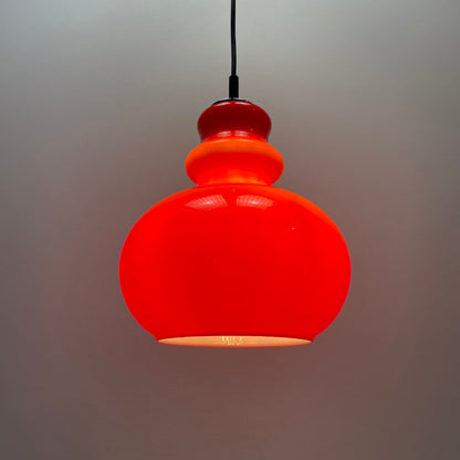 Red glass pendant light by Peill and Putzler 1960