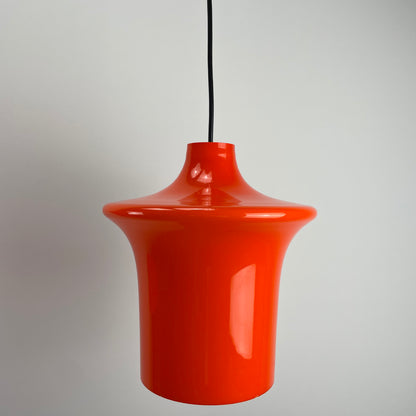 Pair of orange glass B-1204 pendant lights by Raak Amsterdam 1970