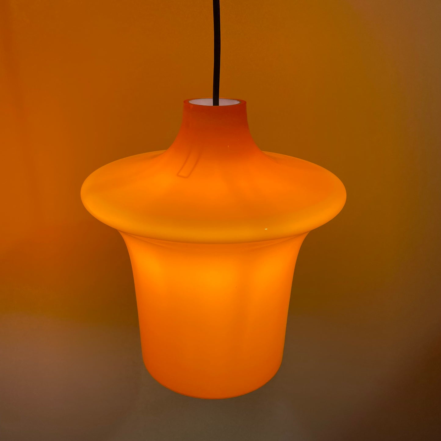 Pair of orange glass B-1204 pendant lights by Raak Amsterdam 1970